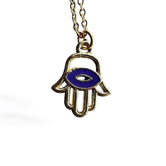 NEW Hamsa Hand of Fatima Pendant Good Luck Charm Adjustable Necklace 16 to 18-in - Picture 1 of 8